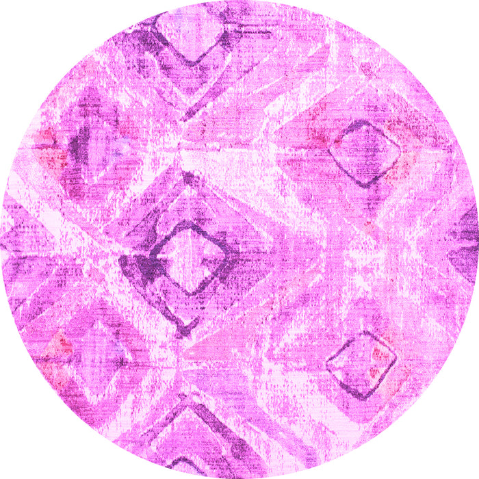 Round Machine Washable Abstract Pink Contemporary Rug, wshcon980pnk