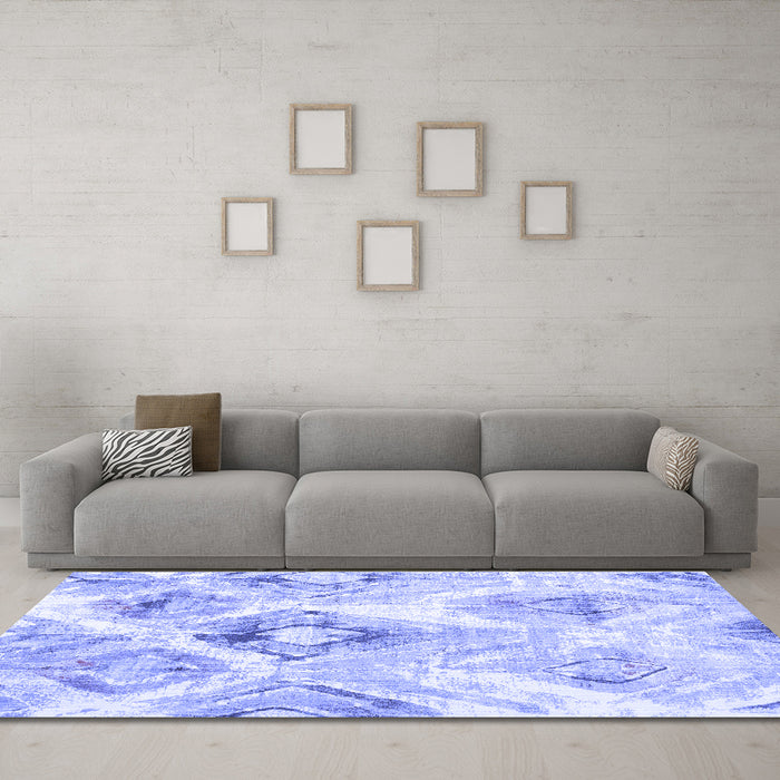 Machine Washable Abstract Blue Contemporary Rug in a Living Room, wshcon980blu
