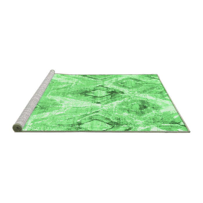 Sideview of Machine Washable Abstract Emerald Green Contemporary Area Rugs, wshcon980emgrn