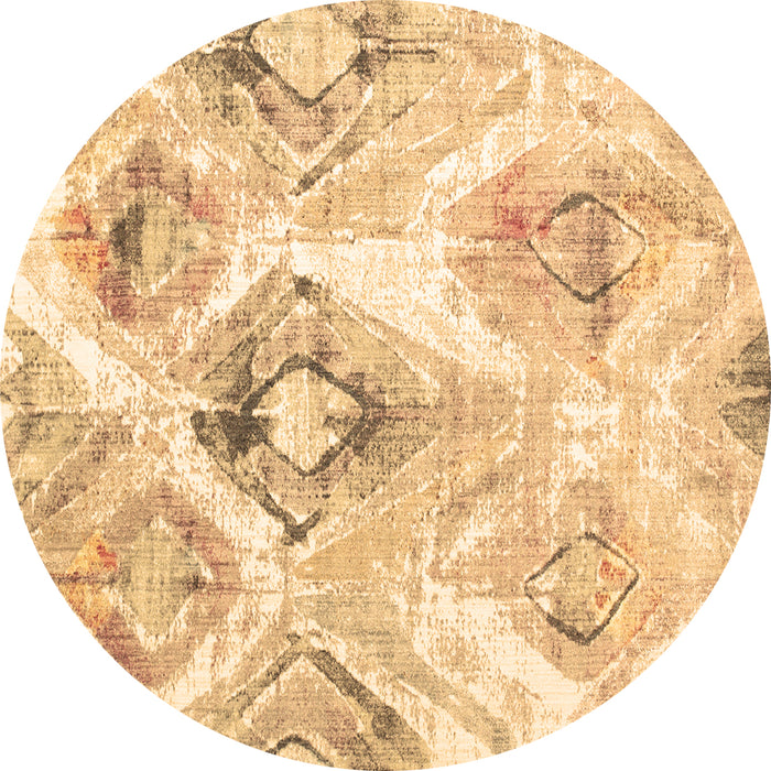 Round Machine Washable Abstract Brown Contemporary Rug, wshcon980brn