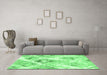 Machine Washable Abstract Emerald Green Contemporary Area Rugs in a Living Room,, wshcon980emgrn