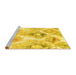 Sideview of Machine Washable Abstract Yellow Contemporary Rug, wshcon980yw