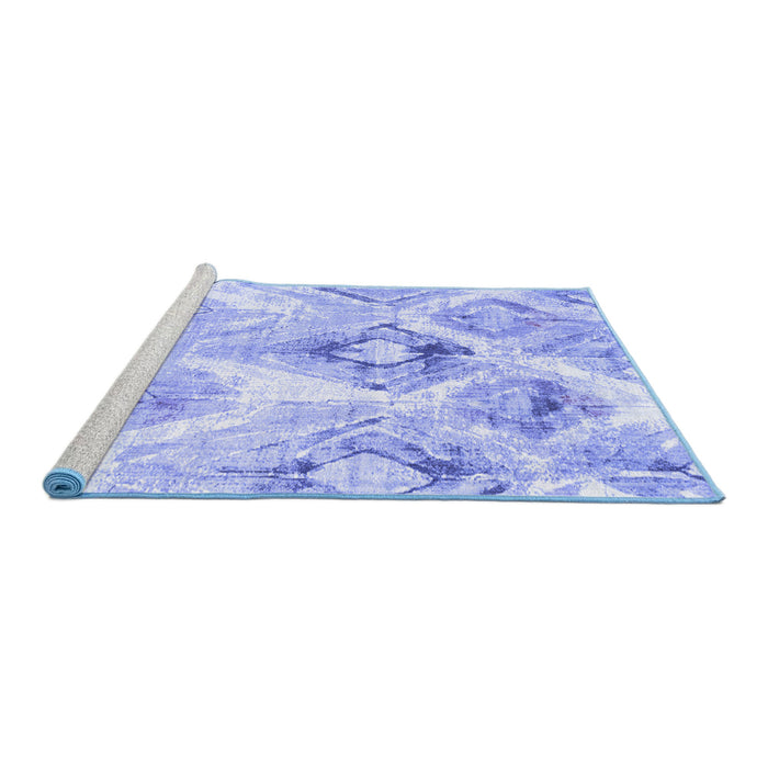 Sideview of Machine Washable Abstract Blue Contemporary Rug, wshcon980blu