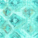 Square Machine Washable Abstract Turquoise Contemporary Area Rugs, wshcon980turq