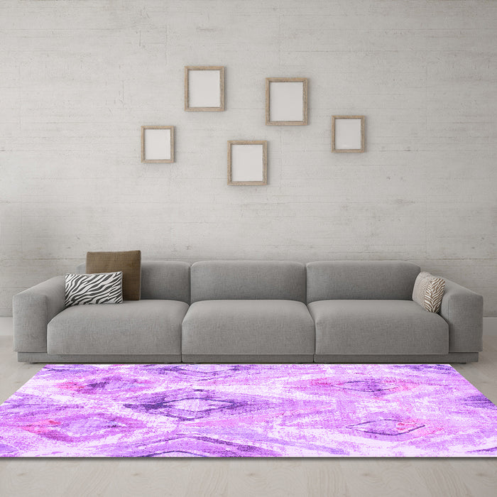 Machine Washable Abstract Purple Contemporary Area Rugs in a Living Room, wshcon980pur