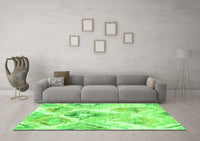 Machine Washable Abstract Green Contemporary Rug, wshcon980grn