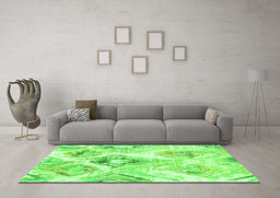 Machine Washable Abstract Green Contemporary Area Rugs in a Living Room,, wshcon980grn