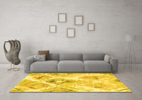 Machine Washable Abstract Yellow Contemporary Rug, wshcon980yw
