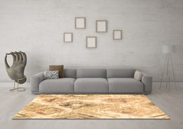 Machine Washable Abstract Brown Contemporary Rug in a Living Room,, wshcon980brn