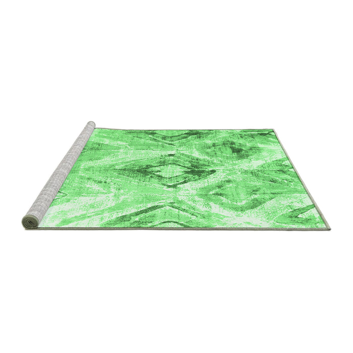 Sideview of Machine Washable Abstract Emerald Green Contemporary Area Rugs, wshcon981emgrn