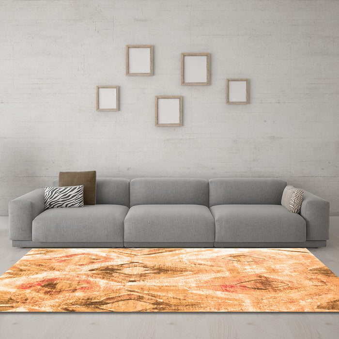 Machine Washable Abstract Orange Contemporary Area Rugs in a Living Room, wshcon981org