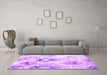 Machine Washable Abstract Purple Contemporary Area Rugs in a Living Room, wshcon981pur