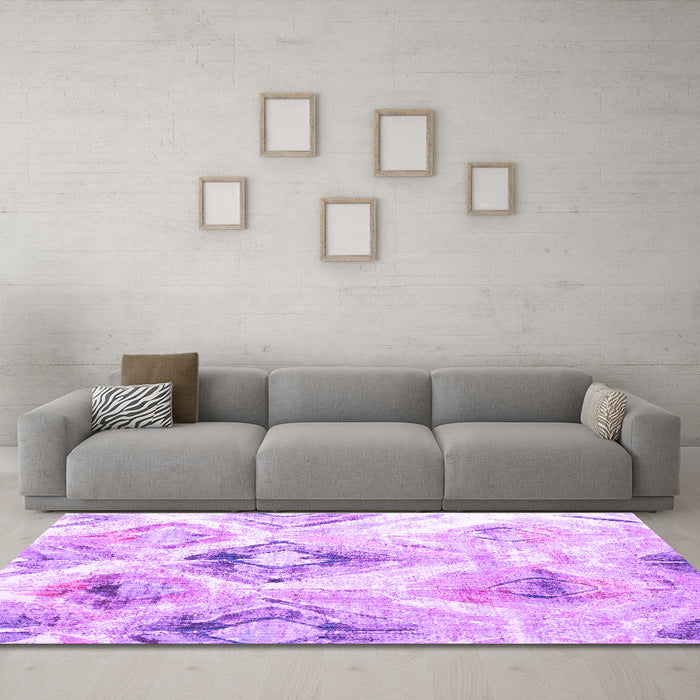 Machine Washable Abstract Purple Contemporary Area Rugs in a Living Room, wshcon981pur