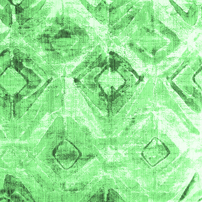 Square Machine Washable Abstract Emerald Green Contemporary Area Rugs, wshcon981emgrn