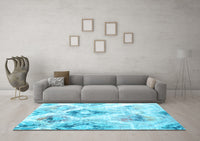 Machine Washable Abstract Light Blue Contemporary Rug, wshcon981lblu