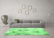 Machine Washable Abstract Emerald Green Contemporary Area Rugs in a Living Room,, wshcon981emgrn