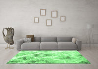 Machine Washable Abstract Emerald Green Contemporary Rug, wshcon981emgrn