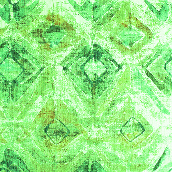 Round Machine Washable Abstract Green Contemporary Area Rugs, wshcon981grn