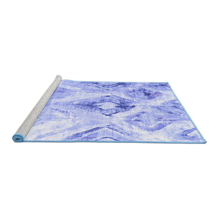 Sideview of Machine Washable Abstract Blue Contemporary Rug, wshcon981blu