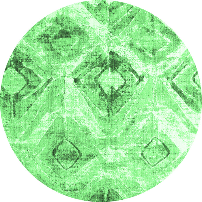 Round Abstract Emerald Green Contemporary Rug, con981emgrn