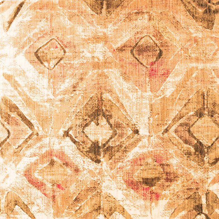 Round Machine Washable Abstract Orange Contemporary Area Rugs, wshcon981org