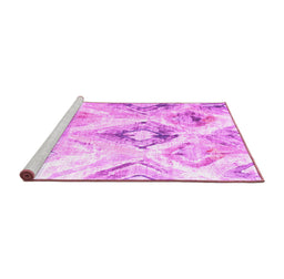 Sideview of Machine Washable Abstract Pink Contemporary Rug, wshcon981pnk