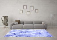 Machine Washable Abstract Blue Contemporary Rug, wshcon981blu