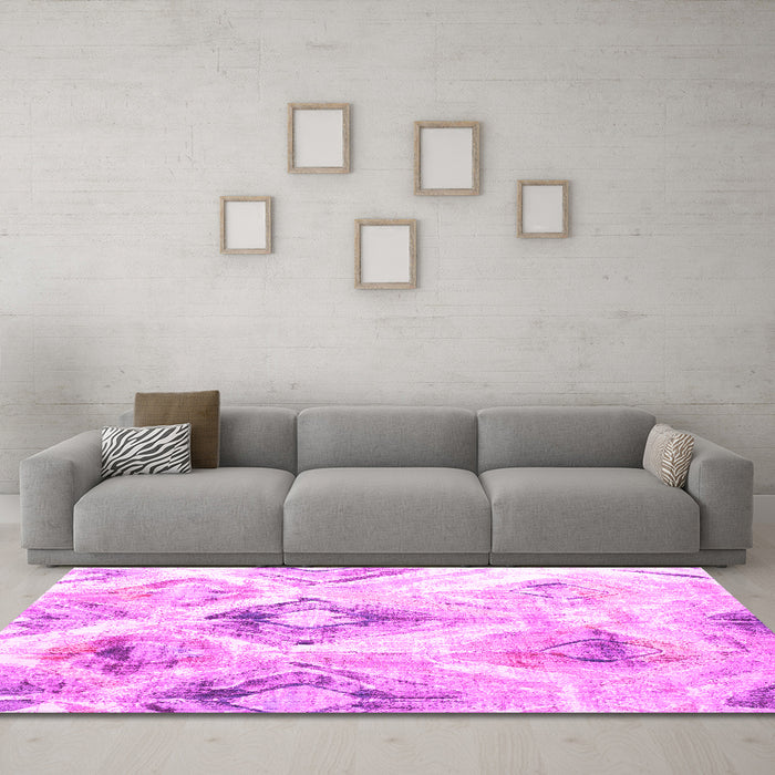 Machine Washable Abstract Pink Contemporary Rug in a Living Room, wshcon981pnk