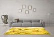 Machine Washable Abstract Yellow Contemporary Rug in a Living Room, wshcon981yw