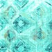 Square Machine Washable Abstract Turquoise Contemporary Area Rugs, wshcon981turq