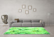 Machine Washable Abstract Green Contemporary Area Rugs in a Living Room,, wshcon981grn