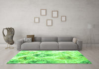 Machine Washable Abstract Green Contemporary Rug, wshcon981grn