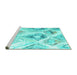 Sideview of Machine Washable Abstract Turquoise Contemporary Area Rugs, wshcon981turq
