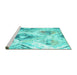 Sideview of Machine Washable Abstract Turquoise Contemporary Area Rugs, wshcon982turq