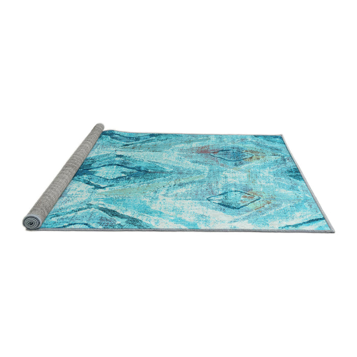 Sideview of Machine Washable Abstract Light Blue Contemporary Rug, wshcon982lblu