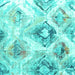Square Machine Washable Abstract Turquoise Contemporary Area Rugs, wshcon982turq
