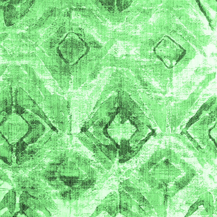 Square Machine Washable Abstract Emerald Green Contemporary Area Rugs, wshcon982emgrn