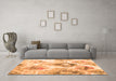 Machine Washable Abstract Orange Contemporary Area Rugs in a Living Room, wshcon982org