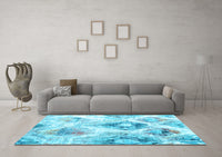 Machine Washable Abstract Light Blue Contemporary Rug, wshcon982lblu