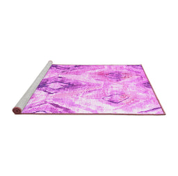 Sideview of Machine Washable Abstract Pink Contemporary Rug, wshcon982pnk