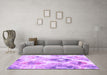 Machine Washable Abstract Purple Contemporary Area Rugs in a Living Room, wshcon982pur