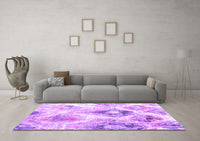 Machine Washable Abstract Purple Contemporary Rug, wshcon982pur