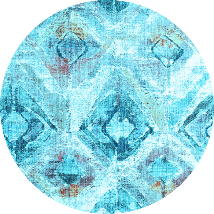 Round Machine Washable Abstract Light Blue Contemporary Rug, wshcon982lblu