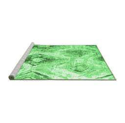 Sideview of Machine Washable Abstract Emerald Green Contemporary Area Rugs, wshcon982emgrn