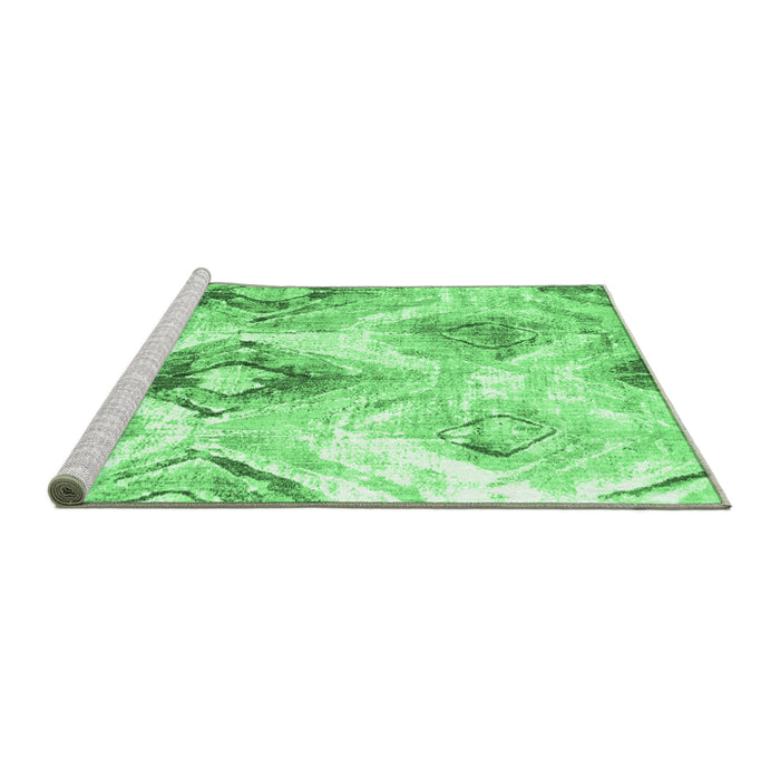 Sideview of Machine Washable Abstract Emerald Green Contemporary Area Rugs, wshcon982emgrn