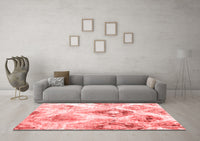 Machine Washable Abstract Red Contemporary Rug, wshcon982red