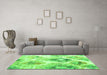 Machine Washable Abstract Green Contemporary Area Rugs in a Living Room,, wshcon982grn