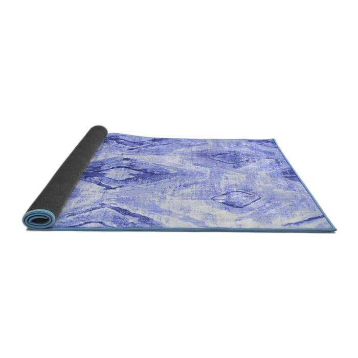 Sideview of Abstract Blue Contemporary Rug, con982blu
