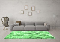 Machine Washable Abstract Emerald Green Contemporary Rug, wshcon982emgrn