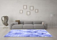 Machine Washable Abstract Blue Contemporary Rug, wshcon982blu